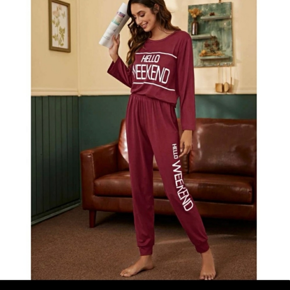 Loungewear Set (Burgundy) - Picture 2 of 5